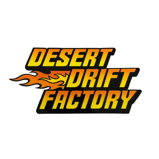 Desert Drift Factory Flame Sunset Sticker 7” x 3.5”