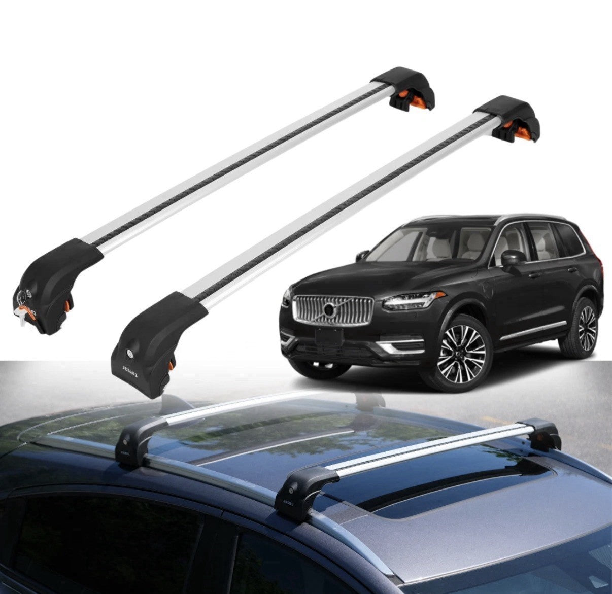 220 lbs Roof Rack Cross Bars for Volvo XC90 2016-2026 with Flush Rails - Silver
