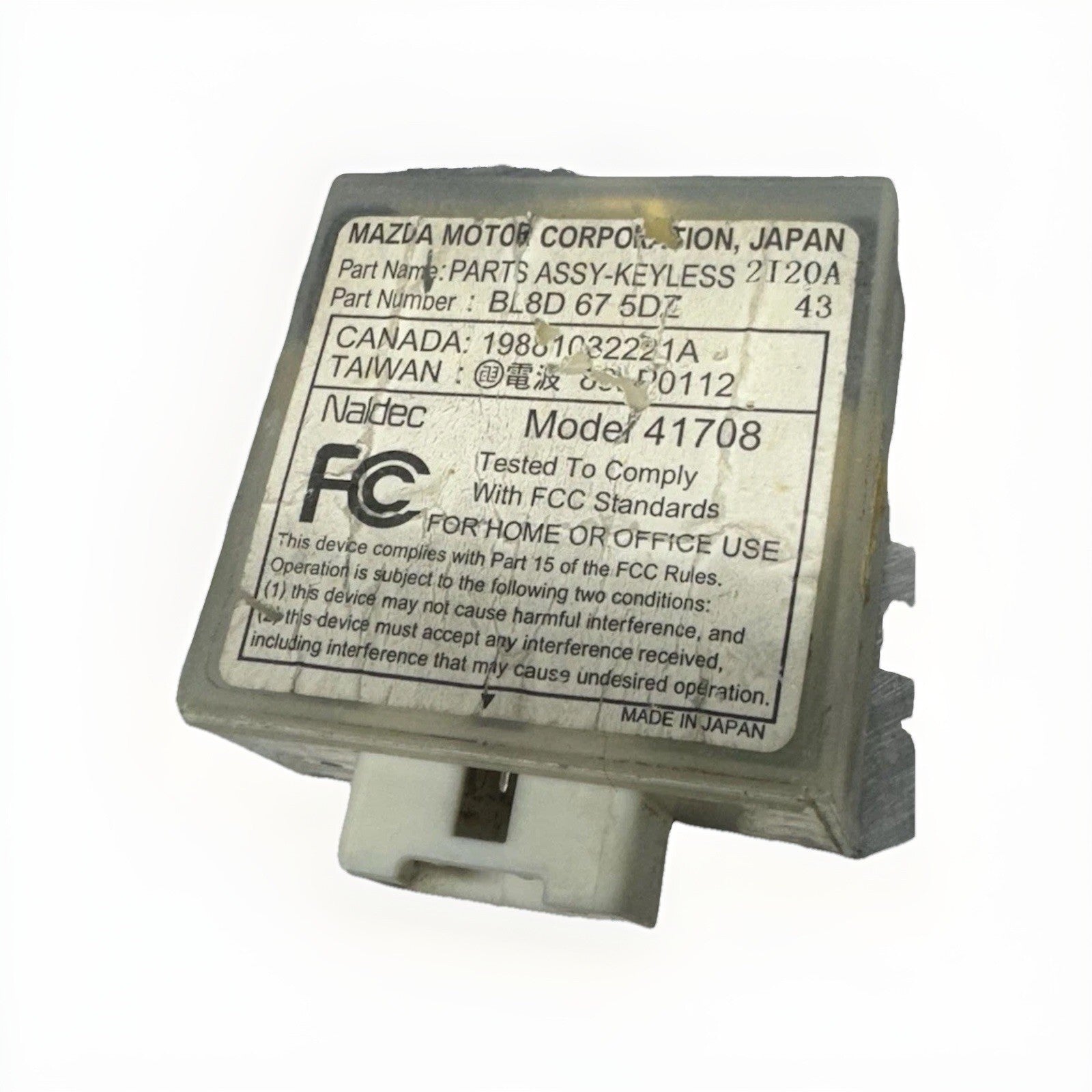 2001 - 2003 MAZDA PROTEGE5 Anti Theft Alarm Control Unit Keyless Entry BL8D675DZ