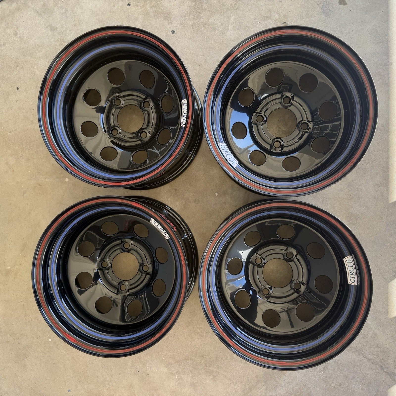 13x7 4x110 Circle Racing Wheels -25 offset Set Of 4