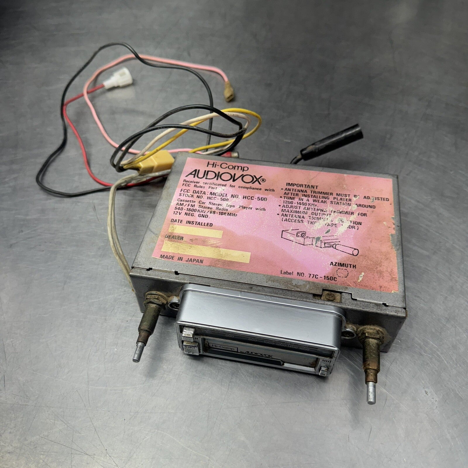 Hicomp HCC-500 Audiovox Car Radio Made In Japan Toyota #1