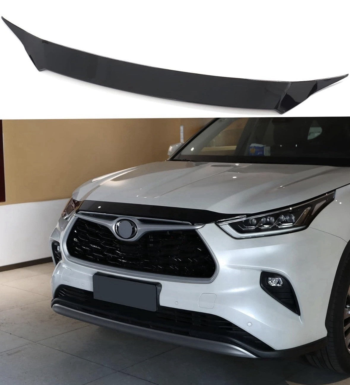Toyota Highlander 2020-2025 Front Hood Bug Deflector, Piano Black Front Guard